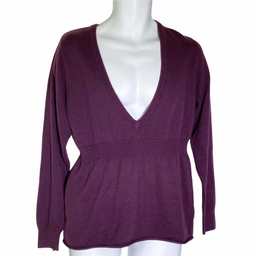 4/$25‎ Woolrich Wineberry Knit V-Neck Long Sleeve Sweater Womens Medium